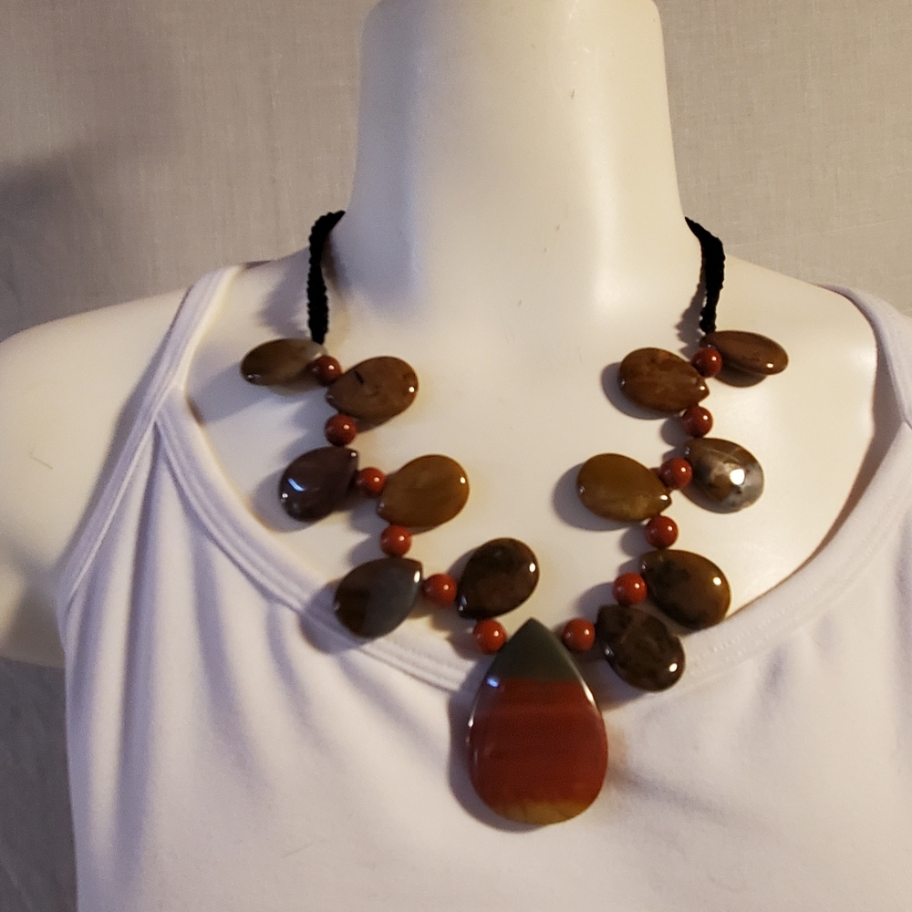 Jasper‎ & Agate Style Pendant Necklace